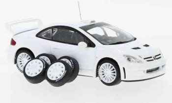 Peugeot 307 WRC white 2 set of wheels and tyres and extra rear spoiler  IXO  MDCS030