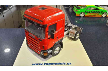 WEDICO 573 SCANIA CR19 CAB KIT RED WITH 730 CHASIS-720 MUD FLAPS-FUTABA S3003-LIGHTS-DIFFERENTIAL ROBBE 