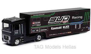 Renault Magnum AE500, Bud Racing Team Truck, mit Kastenauflieger  NEWRAY  16433