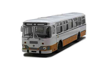 SOVIET AUTOBUS LIAZ 677M, white/dark yellow city bus