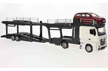 Mercedes Actros 2545 white catransporter with Ford Focus Turnier
