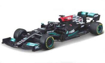 Mercedes AMG F1 W12 EQ Power No44 Mercedes AMG Petronas F1 team formula 1 with figure of driver Hamilton 2021