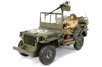 JEEPJEEP WILLYS 4X4 W OPEN TOP + GUN & MAN WILLYS 4X4 W OPEN TOP + GUN & MAN  CARARAMA  149-001