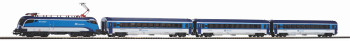 PIKO Starter Set Taurus CD Railjet w. 3 IC Passenger Cars Railjet, PIKO A-Track w. Railbed