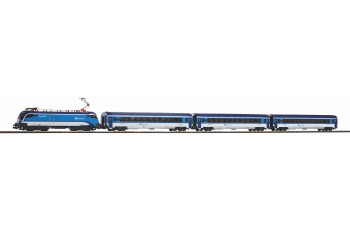 PIKO Starter Set Taurus CD Railjet w. 3 IC Passenger Cars Railjet, PIKO A-Track w. Railbed