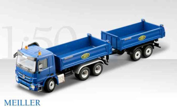 Three-way tipper on MERCEDES-BENZ Actros 3-axle with tandem dump trailer 2-axle. L: 280 mm. Art CONRAD 72182/01