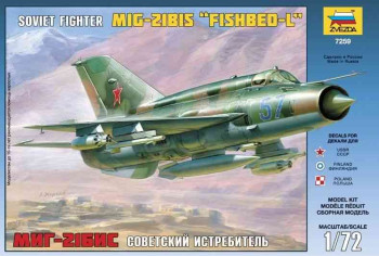 Zvezda 7259 Soviet Fighter Mig-21bis Fishbed-l Scale Model Kit 1/72