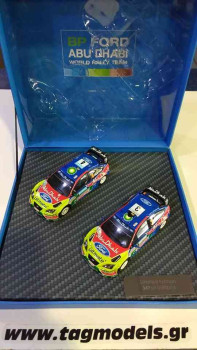 Ford Focus WRC Set (2 Cars) Winners Sweden and Jordan Rally 2008 (Gift Box) - IXO F03MC243 1/43 