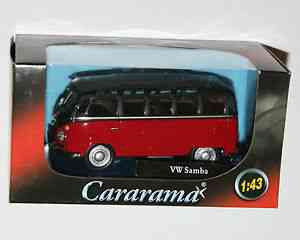 Cararama - VW Volkswagen SAMBA Bus (Red/Black)  251PND-5
